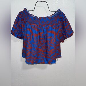 Nine West Blue and Red Abstract Blouse